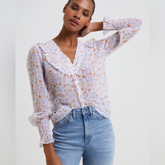 French Connection Camille Recycled Hallie Crinkle blouse size med NWOT - Picture 1 of 7